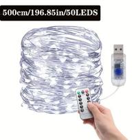 USB Pritemdomos Varinės Vielos Girliandos su Nuotolinio Valdymo Pultu Miegamojo Luboms, Kalėdoms, Naujiesiems Metams, Vidaus Namų Vakarėlio Dekorui 5M 50LED balta
