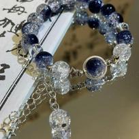 Exquisite Glazed Wine Red Butterfly Floral Beaded Bracelet for Women - Light Luxury Snowflake Design. gray