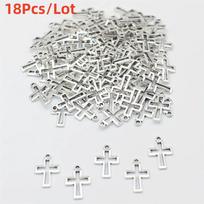 18/48 vnt./partija Antikinio bronzos sidabriniai kryželių pakabukai tuščiaviduriai pakabukai „pasidaryk pats“ papuošalų gamybai 18Pcs sidabras