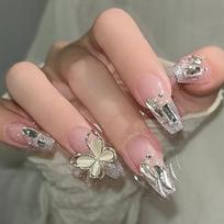 Z-114 Large Crystal Butterfly Diamond Fake Nails (24 Pieces) Glue Model