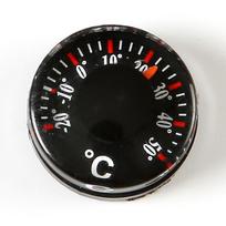 Mini juodas 20 mm apvalus vidaus/lauko Celsijaus termometras su rodykle Yes juoda