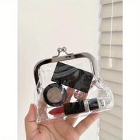 Small Transparent Travel Storage Bag, Portable Mini Lipstick And Makeup Pouch Earphone And Data Cable Organizer, Coin Purse, Card Holder Cosmetic Bag 1pc balta