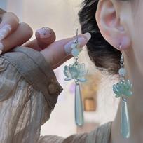 Ladies' Temperament Long Antique Style Earrings With Tassel Earrings And Pendants One Size žalia