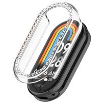 Xiaomi Band 10 apsauginis dėklas su deimantais - Suderinamas su NFC, Vienos eilės dizainas, PC rėmelis, pusiau apimantis Xiaomi Band 9/9 NFC beige
