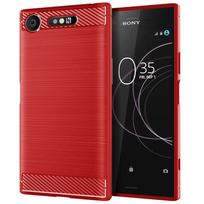 Sony Xperia XZ1 Compact dėklas Paprastas šlifuoto silikono anglies pluošto tekstūros galinis dangtelis Sony Xperia 1 5 10 Plus For Xperia 1 XZ5 raudona