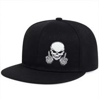 Topi Hip Hop Kaukolė Unisex – Madinga Plokščiu Snapeliu Snapback Kepuraitė Street Style Vyrams & Moterims juoda