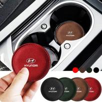 Naujas automobilio puodelio laikiklio padėkliukas PU odos lizdas neslystantis padėkliukas Hyundai Tucson 2021 Accent I10 I20 Kona Getz Solaris I30 Creta 1pcs juoda