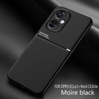Dėklas „OnePlus Nord CE 3 Lite 5G“ su metaline plokštele, magnetiniu laikikliu automobilyje, odiniu galiniu dangteliu „One Plus Nord CE3 Lite“ For Nord CE 3 Lite juoda