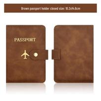 Leather Passport Holder Set with Cross-border Hot Stamping and Hardware Buckle ruda