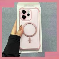 Keturi kampai apsaugantis nuo kritimo minkšto silikono dėklas, skirtas OPPO Reno 15 Pro Reno15, magnetinis belaidžio įkrovimo, TPU objektyvo apsaugos dangtelis OPPO Reno 15pro rožinė