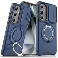 Smūgiams atsparus dėklas su žiedu-stovu, skirtas Samsung Galaxy S25 FE 5G A17 S23 Ultra S22 S21 S24 Plus A56 A36 A16 A55 A35 A15 Galaxy S25 FE mėlyna