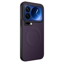 Premium Carbon Fiber Magnetic Case For Xiaomi 17 Pro Max Mi 15 Pro 15T Soft Wireless Chage Phone Cover For Xiaomi 15T Pro Cases Xiaomi 15 Pro violetinė