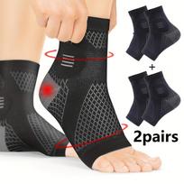 2 Pairs of Arch Support and Stability Ankle Compression Socks, Arch and Ankle Support Pressure Foot Sleeves with Open-toe Design S-M