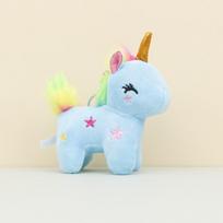 Spalvingas vienaragio pliušinis raktų pakabukas minkštas žaislas mielas vestuvių ir krepšio aksesuaras Blue Unicorn