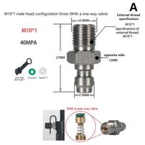 Vyriška jungtis 8 mm vyriškas sriegis greito sujungimo ventilis PCP pildymui su ventiliu M10X1 1/8NPT 1/8BSPP aukšto slėgio siurbliams