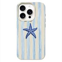 Mėlynų dryžuota jūrų žvaigždė telefono dėklas, skirtas Samsung A05S A06 07 15 16 34 35 53 54 55 S23 24 25 Ultra S24 FE A17 26 36 56 Atsparus smūgiams dėklas Samsung S24 Ultra