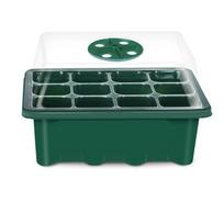 12Grids Seed Starter Tray Mini Greenhouse with Ventilation Hole Plant Germination Base Seeds Growing Cultivation Planting Box 1PC black