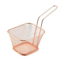 Square Fry Baskets Stainless Steel Fry Basket with Handle Steel Kitchen Cooking Tool rožinio aukso spalvos