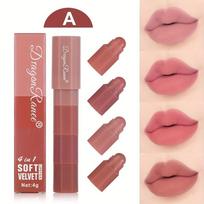 Mini Velvet Matte Lipstick Set 4-in-1 Long-Lasting & Moisturizing Lip Stain Smudge-proof Effortless Application Ultra-Portable Lip Gloss A