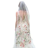 57in White Embroidery Bridal Veils Flower Design Garden Wedding Veils with Metal Secure Wear Comb Photo Styling Accessory 1
