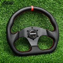 320mm D formos sportinis vairas Juoda oda Universalus 13 colių lenktyninis žaidimų JDM vairas raudona