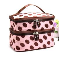 Modern Dual Layer Makeup Organizer Bag Chic Water-resistant Design For Beauty Essentials Light Pink