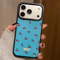 ins Korean small cherry is suitable for Apple 17Promax mobile phone case IP16pro matte PC15 large hole 14 women's models IPhone17ProMax