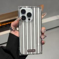 Ins simple vertical stripe for Apple 17/16 mobile phone case iPhone15 ice crystal square 13 niche 12 soft 14 IPhone17ProMax