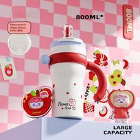 Bablov 800/1250ml Vacuum Flasks Ceramic lined Thermos Cup with Straw & handle Large Capacity Camping Beverage Cup Tea Ice Cup 801-1300ml