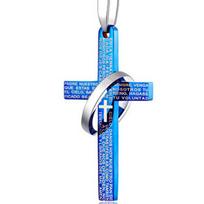 Vyriški pankų papuošalai senoviniai prayer Cross Lover Poros karoliai papuošalai 4 spalvų dovana mėlyna