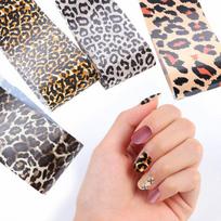 4 Leopardo rašto nagų dailės lipduko slankiklio perkėlimo folija viso apvyniojimo apdaila