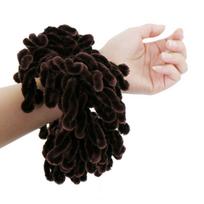 Pūkuotas aksominis Hijab Scrunchies Plaukų žiedas, kaklaraištis, lanksčios guminės juostos galvos apdangalas kava