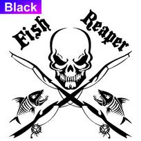 17cm*17CM Fish Reaper Skull meškerė Automobilinė valtis sunkvežimio langas Vinilo lipdukas Grafinis lipdukas Stylings Black Sliver C8-0731 juoda