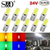 10 vnt. T10 W5W LED šoninis žibintas 5W5 automobilio salono apšvietimas 3030 SMD mikroschema WY5W 24V durų bagažinės kupolo žemėlapis, išvalymas, automatinis remonto įrankis balta