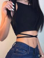 „Summer Crop Tops Blusa Moterys be rankovių Sexy Bandage Marškinėliai Top Fashion Black Lace Up Tank Top Tumblr Moterys S