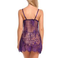 Moterų linksmybės Elegantiškas mados Sexy Sling apatinis trikotažas Nėrinių marlės apatinio trikotažo kostiumas XXXL violetinė