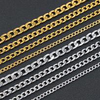 Nerūdijančio plieno NK kubietiškos grandinėlės karoliai vyrams, moteriški papuošalai iš Kubos 4/5/6/8 mm 4mm-45cm sidabras