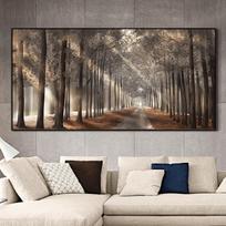 Gamta Saulės šviesa Drobė Tapyba medžiai Plakatas Peizažas Miško siena Menas Namų dekoro nuotraukos Skandinaviški spaudiniai Cuadros 20x40cm balta