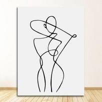 Spausdinti dekoratyvinį paveikslėlį Svetainės dekoravimo linija Piešimas Sienų Menas Drobė Plakatas Abstrakti moteris paprasta tapyba minimalistinis 21cm×30cm NoFrame gray