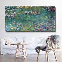 Claude Monet Vandens lelijų drobės meno tapybos reprodukcija impresionistiniai plakatai ir spaudiniai sienų paveikslai svetainei namų dekoras 20*40cm