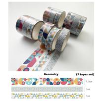 3 vnt pagrindinio rašto dekoravimo Washi juostelių rinkinys 10mm/15mm*3m gėlių spalvos lipnios maskavimo juostos lipdukai dienoraščiui