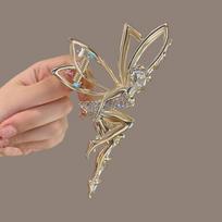 Kalnų krištolas Elf Metalinė plaukų letena moterims Krabų segtukas Plaukų segtukas Crystal Pearl Plaukų aksesuarai Blizgūs Barrette galvos juostos papuošalai Dovanos juoda