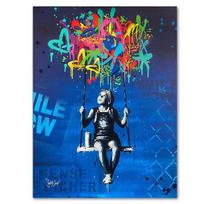 Banksy drobės plakatas berniuko skrydžio balionu dekoravimas paveikslėlis Graffiti drobės tapyba sienos menas namų dekoravimas 21cm×30cm NoFrame