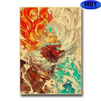 Kambario apdaila Avataras Paskutinis Airbender plakatas Vintage Kraft Anime Popieriniai plakatai ir spaudiniai Sienų menas Namų baro kavinės dekoras 30x21cm