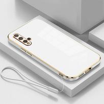 Skirtas Huawei nova 5T dėklui Huawei nova5T telefono dėklas YAL-L21 YAL-L61 YAL-L71 dėklas nova5t prabangus kvadratinis padengimas smūgiams atsparus galinis dangtelis Huawei nova 5T&Case & Strap sniego baltumo spalva