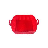 Oro gruzdintuvė sutirštintas maistinis silikoninis kilimėlis Silikoninis sulankstomas kepimo kilimėlis Buitinė oro gruzdintuvė keptuvė square 21*16*5cm 55g, raudona