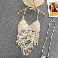 Megzti kutai, tuščiaviduriai kamščiai, skirti moterims Bohemijos stiliaus, vilkimo be rankovių, seksualūs moteriški korsetai, apkarpyti, paplūdimiai One Size abrikosas