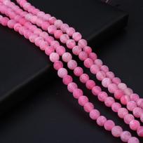 Natūralaus akmens apdoroti karoliukai Apvalūs apdoroti agato karoliukai 8mm Papuošalų gamybai „pasidaryk pats“ Apyrankės Karoliai Auskarai ilgis 38cm 8mm rožinė