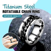 Punk Wedding Mens Stainless Band Ring Spin Titanium Steel Rotatable Chain XL juoda