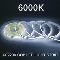 1-10m COB LED juosta 220v 230V AC 240LED/m Lanksti juosta su lygintuvu Nereikia maitinimo Šviestuvai Linijinis apšvietimas 2024 Naujiena 0.5M šalta balta spalva
